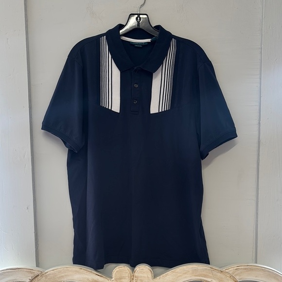 Perry Ellis Blue and White Polo Shirt Casual Style Size XL - Picture 1 of 4